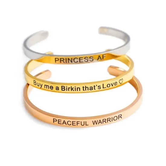 Women Inspiration Jewelry Silver Gold Plated Stainless Steel Charm Bracelets Bangles
Women Inspiration Jewelry Silver Gold Plated Stainless Steel Charm Bracelets Bangles