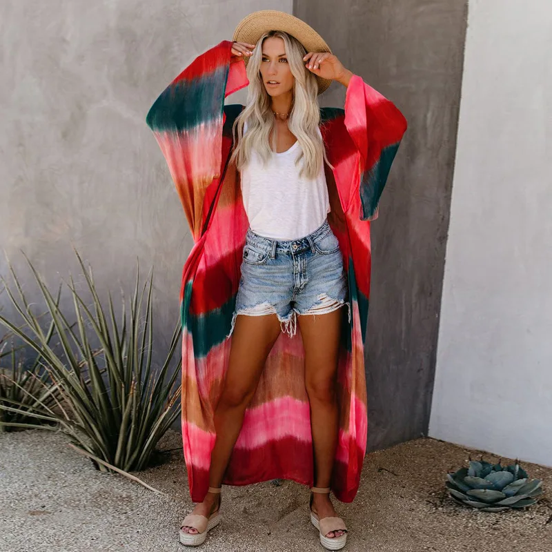 Tie Dye Print Beach Swimwear Summer Colorful Vintage Bikini Cover Up Bohemian Oversize Long Cardigan
Tie Dye Print Beach Swimwear Summer Colorful Vintage Bikini Cover Up Bohemian Oversize Long Cardigan