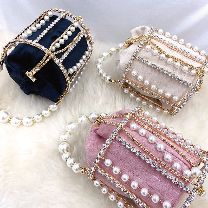 latest women rhinestone pearl handle clutch bag 3 color woman wedding metal cage evening bag
latest women rhinestone pearl handle clutch bag 3 color woman wedding metal cage evening bag
