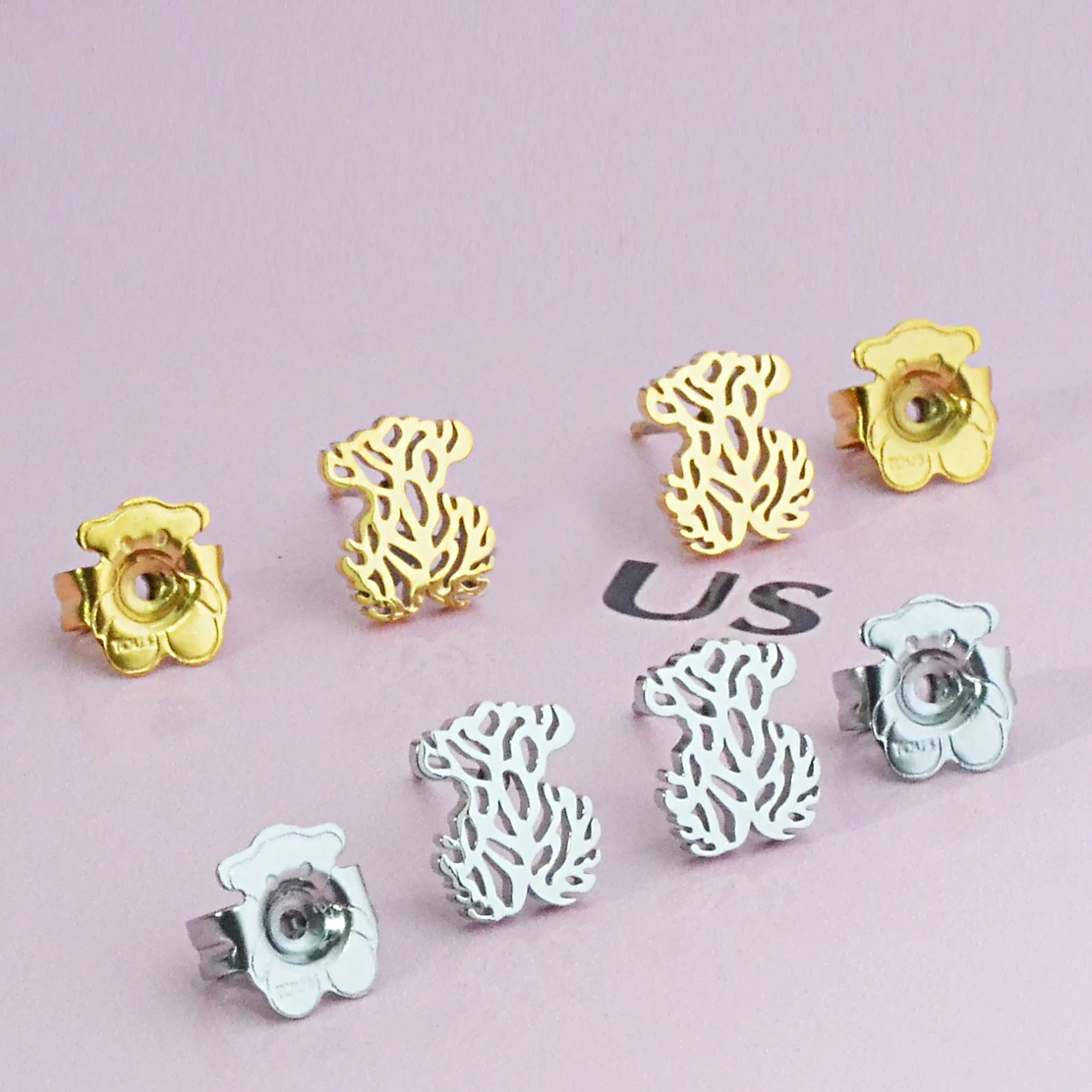 Wholesale bear earrings 316L stainless steel party earrings silver golden rose gold TOUSES earrings A106, Gold/rose/silver
Wholesale bear earrings 316L stainless steel party earrings silver golden rose gold TOUSES earrings A106, Gold/rose/silver