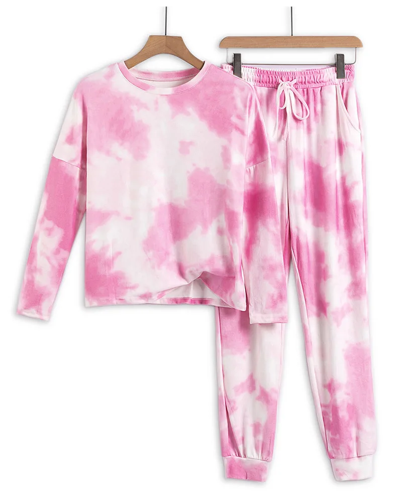 Long-sleeved home wear suit, two-piece, 2020 new leisure tie-dye round-neck Nightgown female from Europe and America
Long-sleeved home wear suit, two-piece, 2020 new leisure tie-dye round-neck Nightgown female from Europe and America