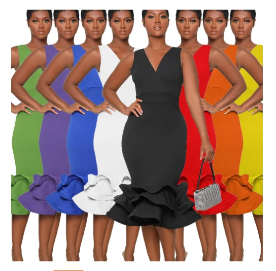 New Product Ideas 2022 Solid Ruffles Skirt Dress Bodycon Long Dress For Women Sleeveless V Neck Dresses
New Product Ideas 2022 Solid Ruffles Skirt Dress Bodycon Long Dress For Women Sleeveless V Neck Dresses