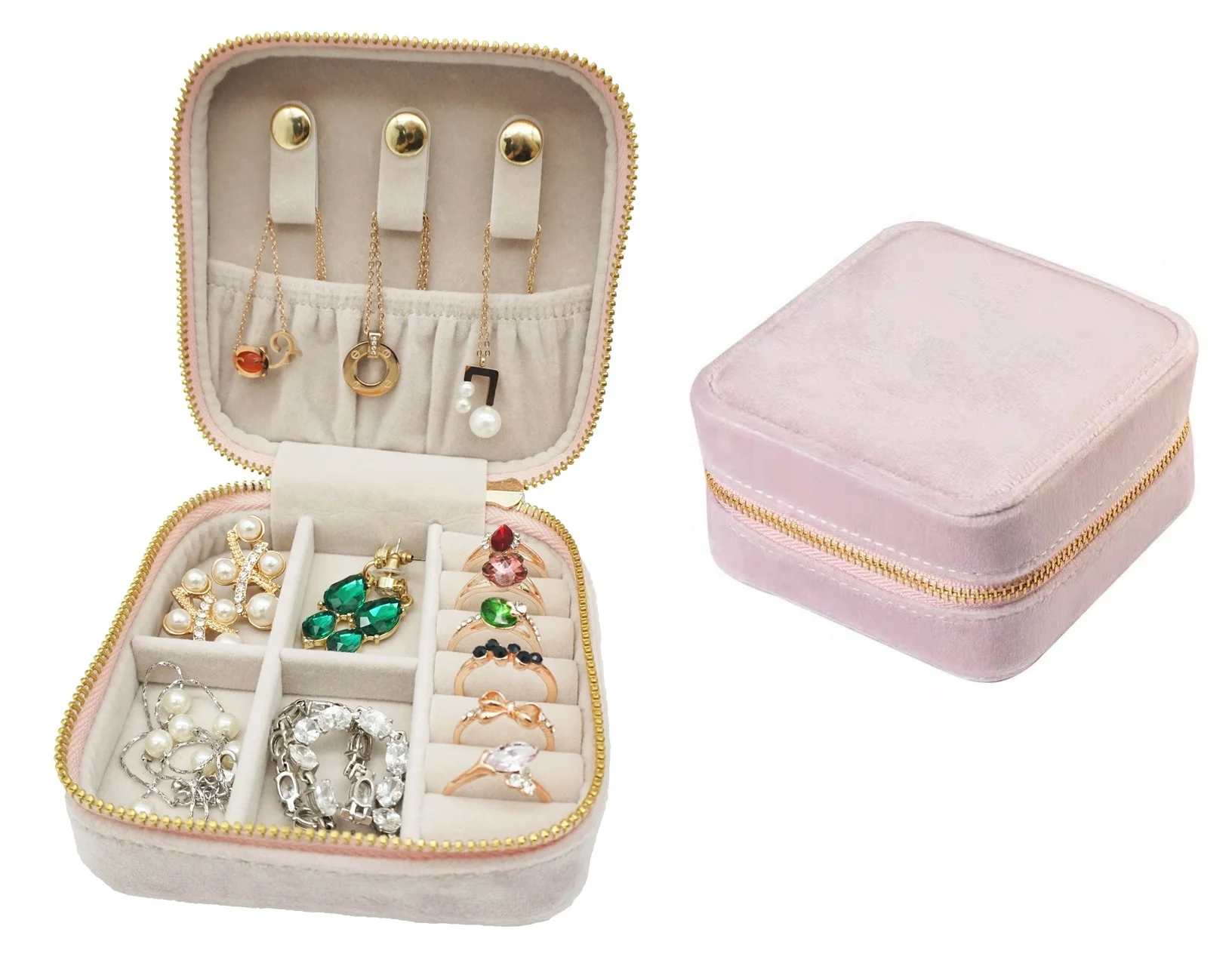 Luxury Black Small Travel Jewelry Box for Lady Organizer Storage Case for Rings Earrings Necklace Golden Zipper, Any color is ok
Luxury Black Small Travel Jewelry Box for Lady Organizer Storage Case for Rings Earrings Necklace Golden Zipper, Any color is ok