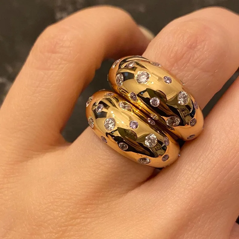 Trendy Luxury 18K Gold Plated Micro Paved Cubic Zircon Open Rings Bling Crystal Iced Out CZ Finger Rings For Women Girls
Trendy Luxury 18K Gold Plated Micro Paved Cubic Zircon Open Rings Bling Crystal Iced Out CZ Finger Rings For Women Girls