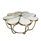 Simple modern petal shaped light luxury creative splicing stainless steel marble shaped tea table can be customized