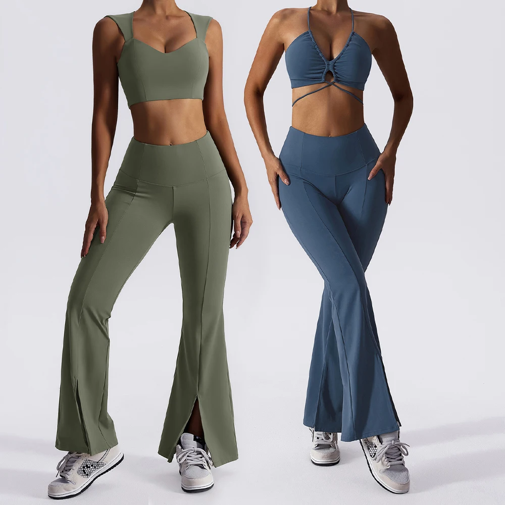 New 2023 Sportswear Workout Sets 3 Piece Strappy Bra High Waist Flared Leggings Gym Fitness Sets Women Training Wear Clothing
New 2023 Sportswear Workout Sets 3 Piece Strappy Bra High Waist Flared Leggings Gym Fitness Sets Women Training Wear Clothing