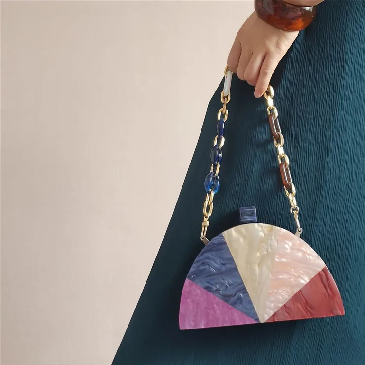 design fashion acrylic chain handbag designer acrylic handmade clutch bag