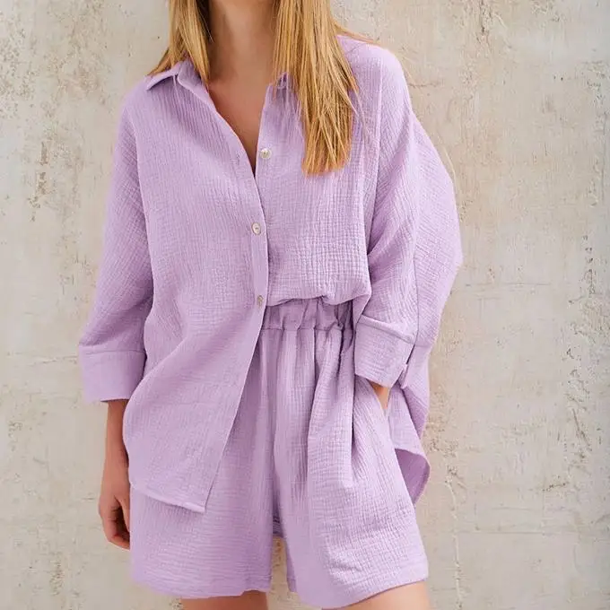 S-XL long-sleeved shorts suit thin casual cotton home clothes 2-piece pajamas shorts set women
S-XL long-sleeved shorts suit thin casual cotton home clothes 2-piece pajamas shorts set women