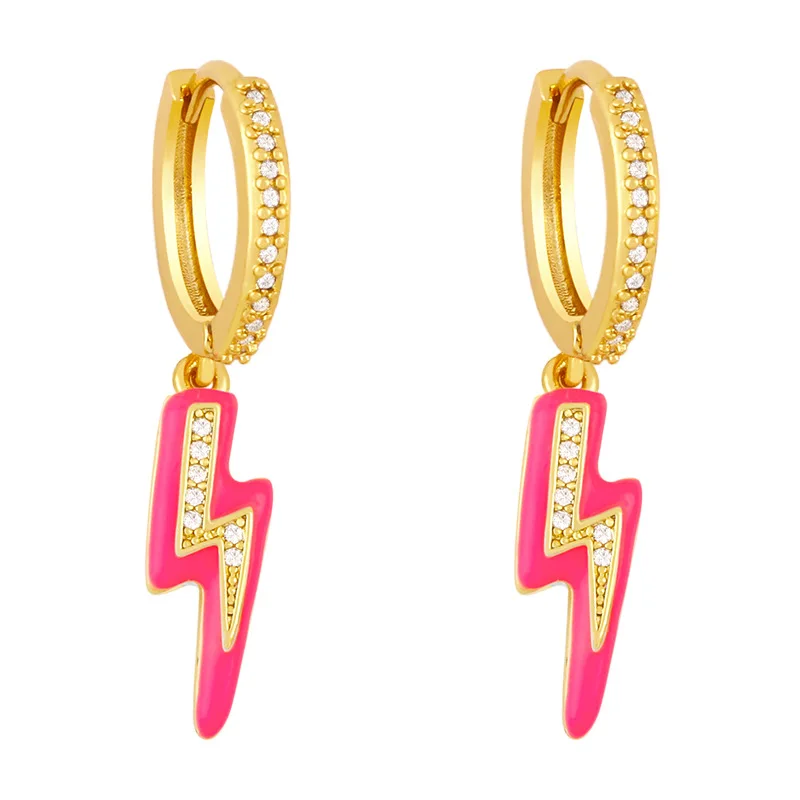 INS Creative Colorful Oil Drip Lightning Clip on Earrings Gold Plated Rhinestone Cubic Zirconia Lightning Drop Earrings
INS Creative Colorful Oil Drip Lightning Clip on Earrings Gold Plated Rhinestone Cubic Zirconia Lightning Drop Earrings