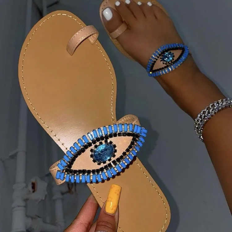 2021 new summer rhinestone eye decoration round toe flat bottom toe sandals sandals and slipper flat slippers, 2 colors
2021 new summer rhinestone eye decoration round toe flat bottom toe sandals sandals and slipper flat slippers, 2 colors