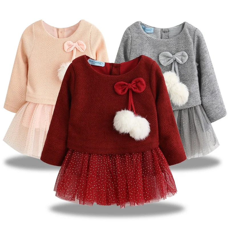 B61952A 2019 new foreign trade children's clothing wholesale baby long sleeve knitting wool ball dress, Pink/gray/wine red
B61952A 2019 new foreign trade children's clothing wholesale baby long sleeve knitting wool ball dress, Pink/gray/wine red