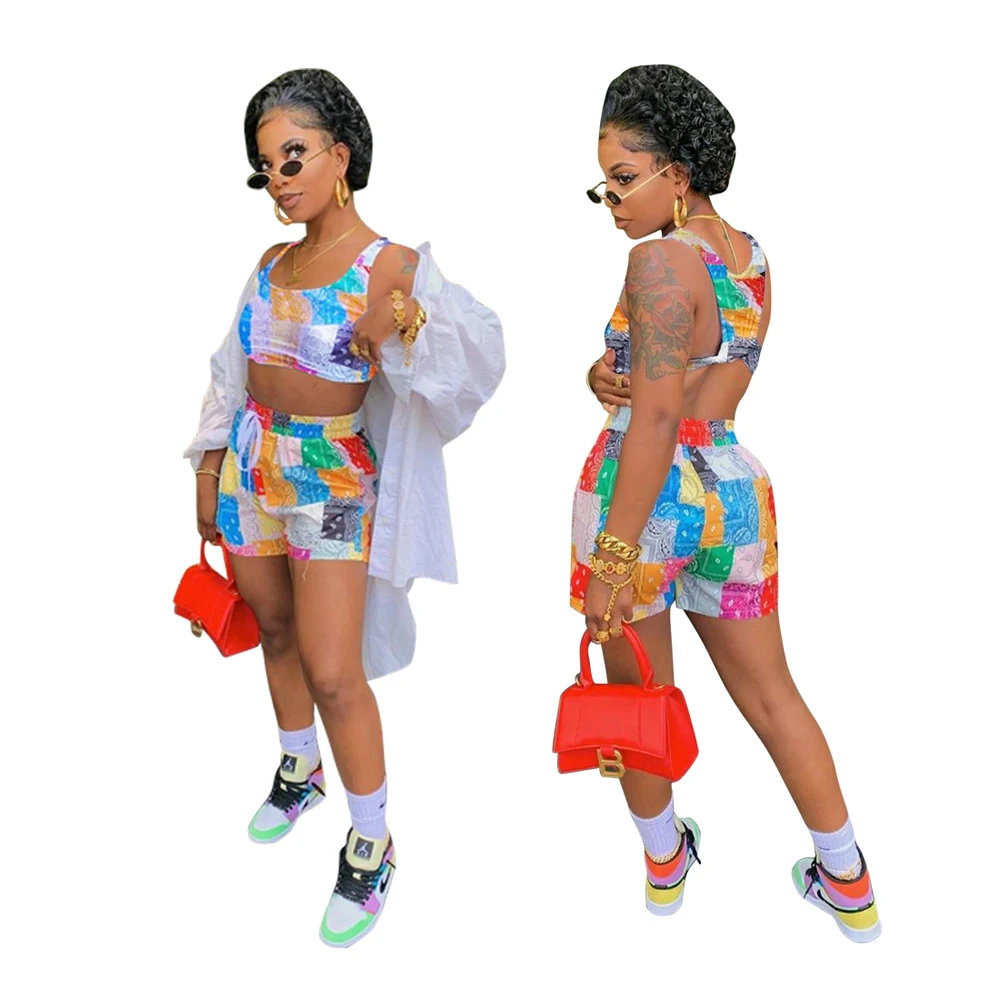 Foma Clothing LD9126 summer 2021 new popular women sleeveless vest tank top and shorts printed two-piece set, 1 color
Foma Clothing LD9126 summer 2021 new popular women sleeveless vest tank top and shorts printed two-piece set, 1 color