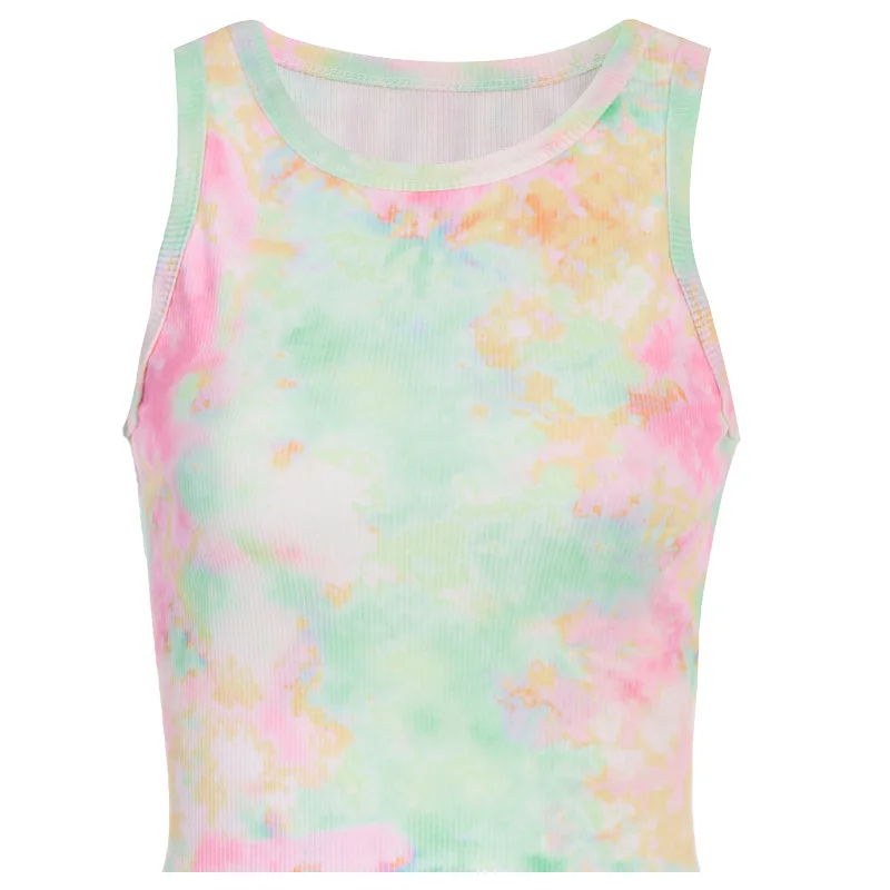 Latest Summer Tie-dye Sexy Tank Top For Women's Neck Sleeveless Fashion Cooling Vest
Latest Summer Tie-dye Sexy Tank Top For Women's Neck Sleeveless Fashion Cooling Vest