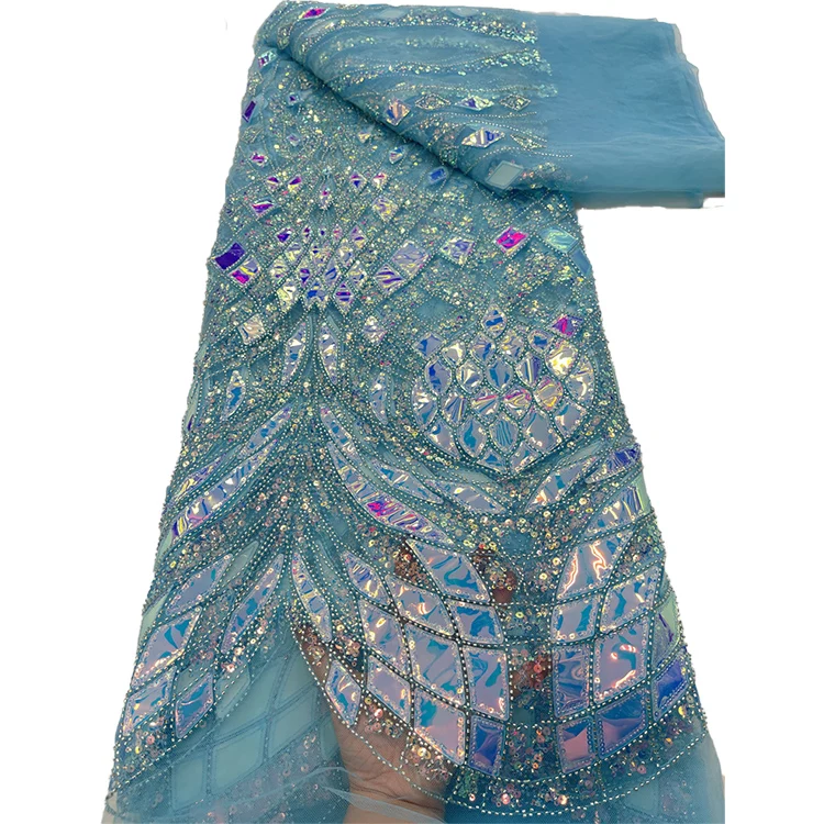 African Wedding Supplies Sequins Beads Embroidered Fabric Blue Lace Glitter Lace Fabric
African Wedding Supplies Sequins Beads Embroidered Fabric Blue Lace Glitter Lace Fabric