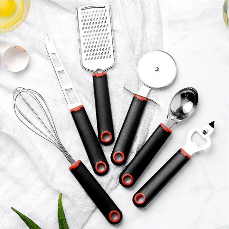 

9pcs Kitchen Utensils Cookware Set Pizza cutter Cheese plane Ice cream scoop Nylon Handle stainless steel Cookware sets