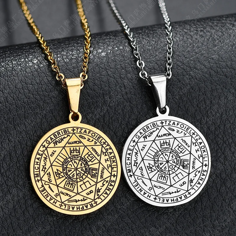 Witchcra Pentagram Stainless Steel Necklaces Seven Archangels Men Silver Color Necklaces Jewelry colgante, Gold,silver
Witchcra Pentagram Stainless Steel Necklaces Seven Archangels Men Silver Color Necklaces Jewelry colgante, Gold,silver