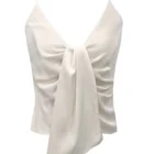 Fashionable sleeveless spaghetti strap women top V-neck Elegant Blouse for Lady