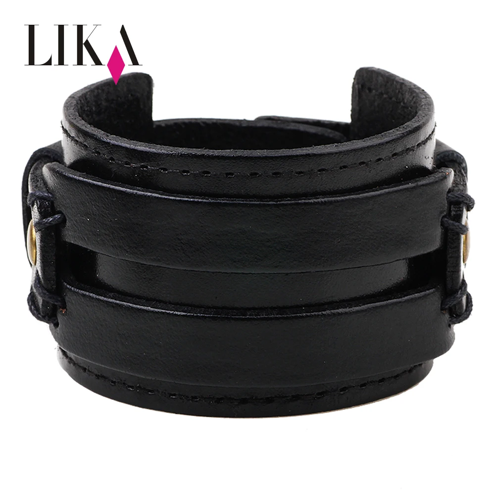 Lika Punk style wide leather bracelet hand braid bracelet personality adjustable metal clasp leather bracelet
Lika Punk style wide leather bracelet hand braid bracelet personality adjustable metal clasp leather bracelet