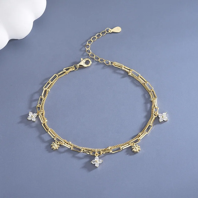 Merryshine Gold Color 925 Sterling Silver Paper Clip Chain Four Leaf Clover Bracelet, Golden
Merryshine Gold Color 925 Sterling Silver Paper Clip Chain Four Leaf Clover Bracelet, Golden