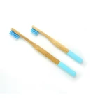organic wooden round handle bamboo toothbrush set with charcoal bristle
