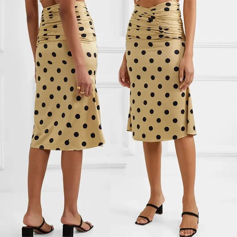New Arrival 2021 Fashion High Waist Skirts Ruched Polka-dot Light Brown Satin Cloth 100% Polyester Skrit Women Skirts, Custom made
New Arrival 2021 Fashion High Waist Skirts Ruched Polka-dot Light Brown Satin Cloth 100% Polyester Skrit Women Skirts, Custom made