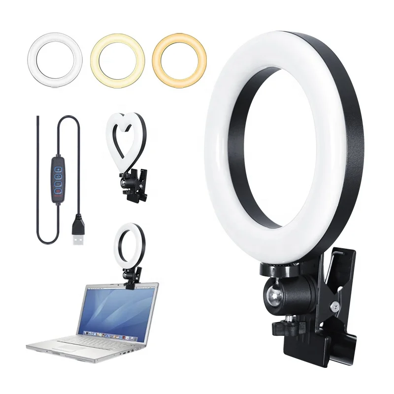 6 Inch Selfie Ring Light Video Conference Lighting Computer Laptop Video Conferencing Professional LED Ring Light With USB Port, White/black/custom
6 Inch Selfie Ring Light Video Conference Lighting Computer Laptop Video Conferencing Professional LED Ring Light With USB Port, White/black/custom