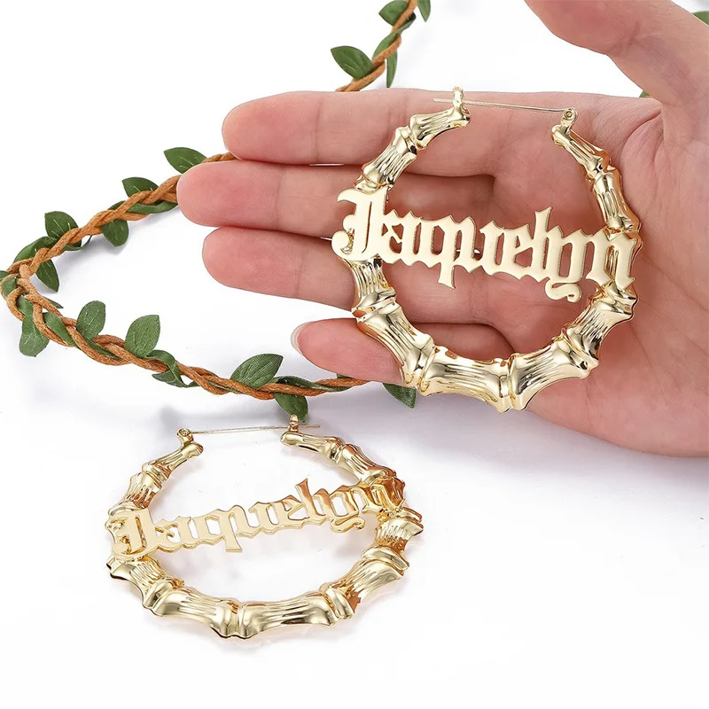 Wholesale Jewelry Hip-Hop Fashion American Street Trendy Personalised Stainless Steel Name Custom Bamboo Earrings, Gold/silver/rose gold
Wholesale Jewelry Hip-Hop Fashion American Street Trendy Personalised Stainless Steel Name Custom Bamboo Earrings, Gold/silver/rose gold