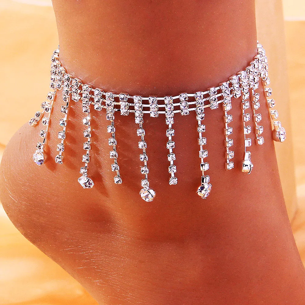 feet bracelet anklet Hot sale shining tassel foot chain European and American beach jewelry fashion creative diamond foot chain
feet bracelet anklet Hot sale shining tassel foot chain European and American beach jewelry fashion creative diamond foot chain