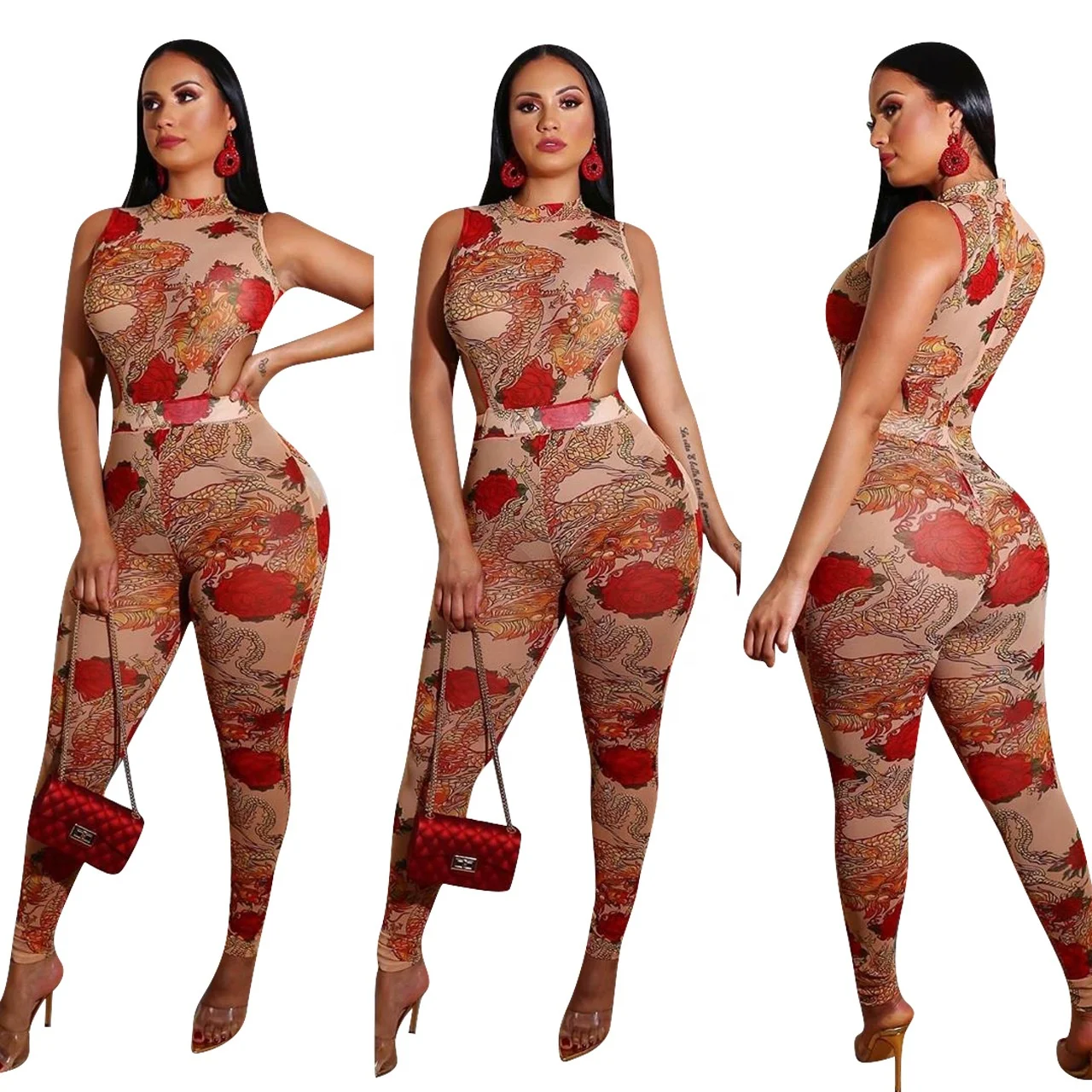 B62885A American hot style foreign trade colorful sexy tight ladies african print jumpsuits, As picture
B62885A American hot style foreign trade colorful sexy tight ladies african print jumpsuits, As picture