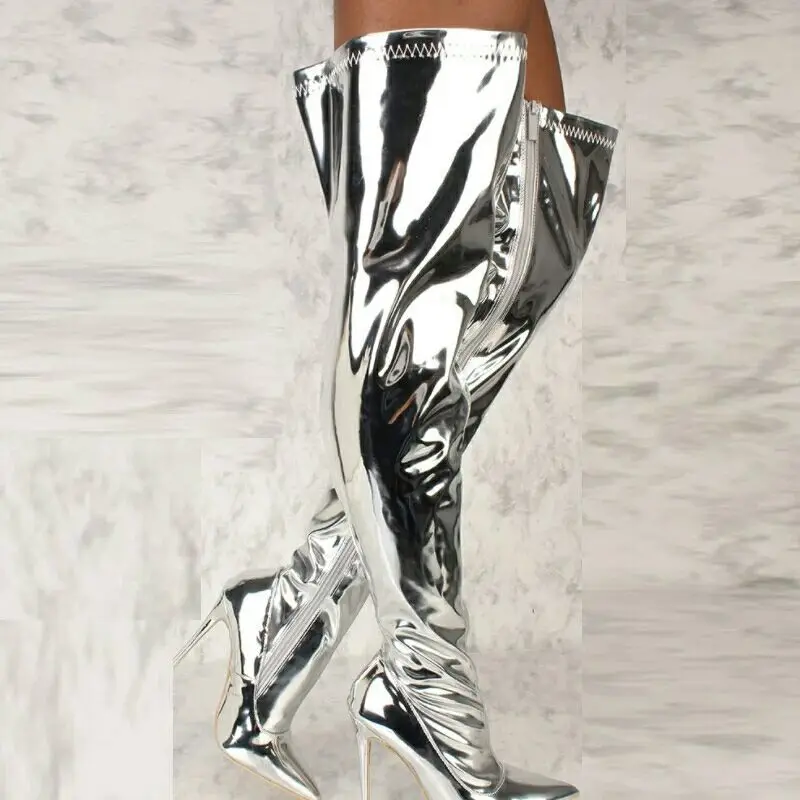 New Nightclub Female Singer Bright Boots Cover Ds Dj Gogo Pole Dance Bar Club Stage Accessories Black Silver Shoes, White silver
New Nightclub Female Singer Bright Boots Cover Ds Dj Gogo Pole Dance Bar Club Stage Accessories Black Silver Shoes, White silver