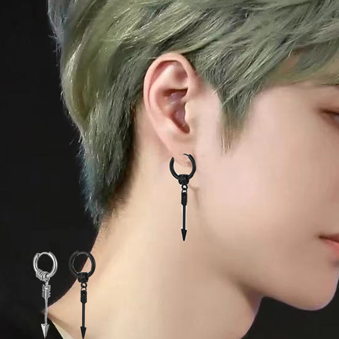 Wholesale fashionable Korean hip hop street style men's titanium steel coil arrow earrings punk ear rings, Picture
Wholesale fashionable Korean hip hop street style men's titanium steel coil arrow earrings punk ear rings, Picture