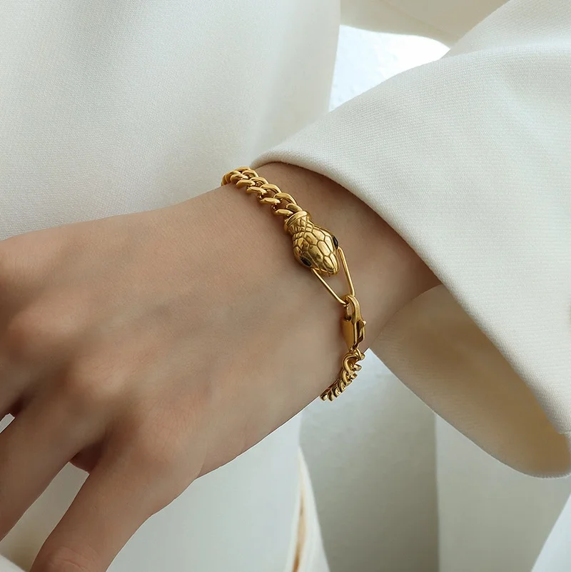 Women's Jewelry Wholesale Custom 18K Gold Plated Stainless Steel Silver Color Snake Head Charm Bracelets, Gold, silver, rose gold, black
Women's Jewelry Wholesale Custom 18K Gold Plated Stainless Steel Silver Color Snake Head Charm Bracelets, Gold, silver, rose gold, black