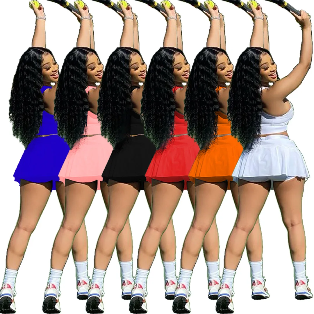 2021 Summer Baseball Tennis Skirt 2 Piece Set Solid Color Crop Tops Pants Set Mini Pleated Skirt For women, 14 colors
2021 Summer Baseball Tennis Skirt 2 Piece Set Solid Color Crop Tops Pants Set Mini Pleated Skirt For women, 14 colors
