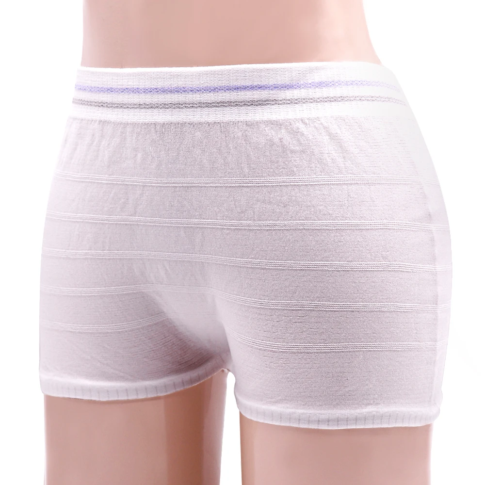 

White Disposable Mesh Panties Polyester High Waist Abdomen Postpartum Underwear