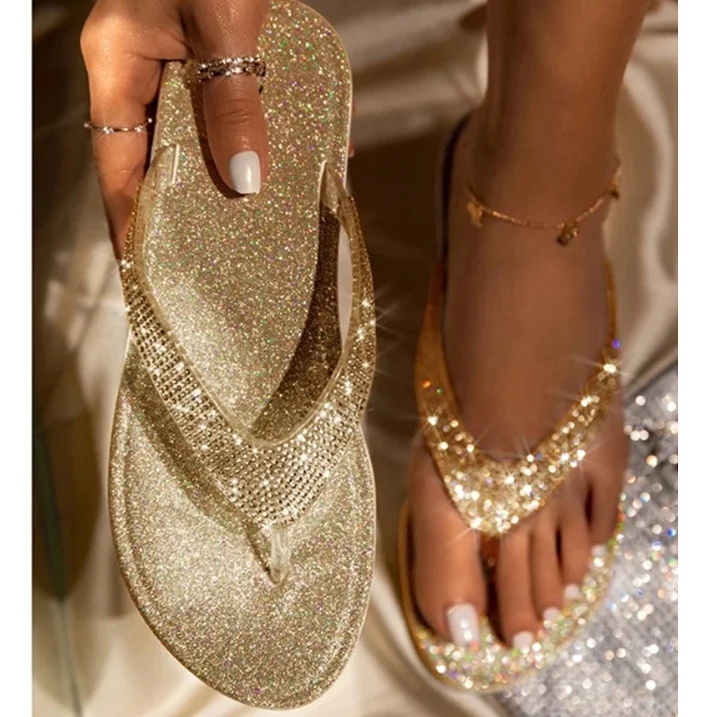 Summer new style European and American large size flat rhinestone slippers women, Silver
Summer new style European and American large size flat rhinestone slippers women, Silver