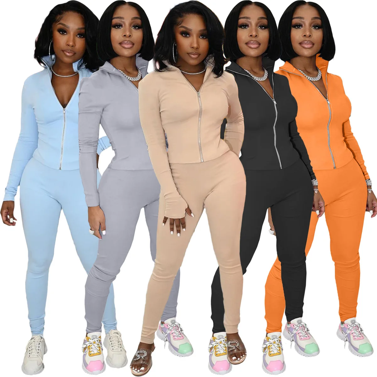 2022 New Custom Logo 2 Piece Joggers Set Women Long Sleeve 2 Piece Nude Jogger Set Women Zip Top Leggings Track Suits Women
2022 New Custom Logo 2 Piece Joggers Set Women Long Sleeve 2 Piece Nude Jogger Set Women Zip Top Leggings Track Suits Women