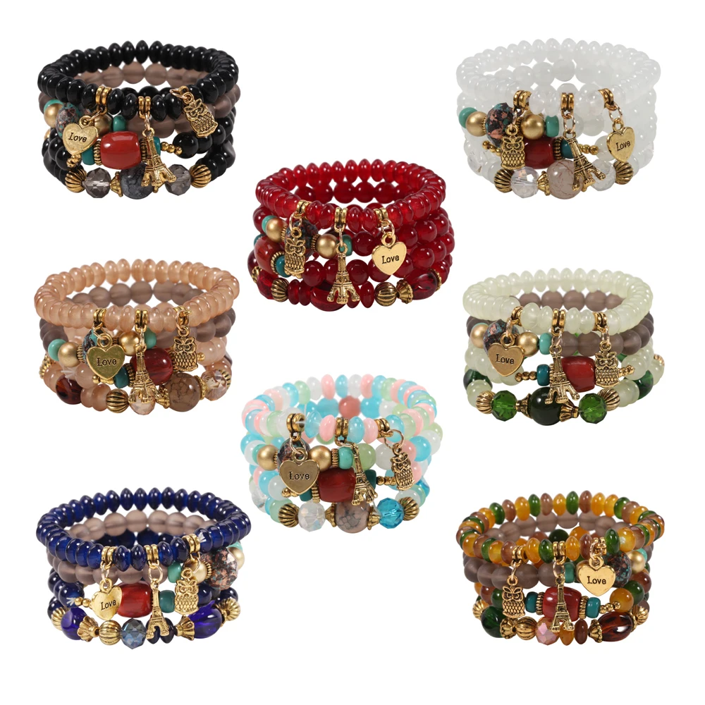 Women Gift New Designer Fashion Boho Bracelet Set Vintage Owl Heart Pendant Jewelry Handmade Bead Charm Wrap Bracelets, 8 colors
Women Gift New Designer Fashion Boho Bracelet Set Vintage Owl Heart Pendant Jewelry Handmade Bead Charm Wrap Bracelets, 8 colors