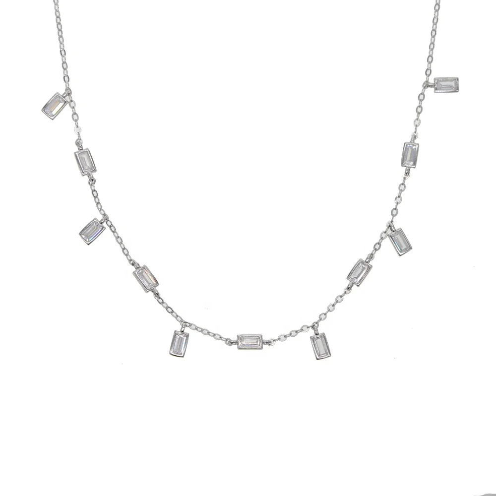 100% 925 sterling silver fine women collar chain delicate baguette cz drop choker necklace
100% 925 sterling silver fine women collar chain delicate baguette cz drop choker necklace