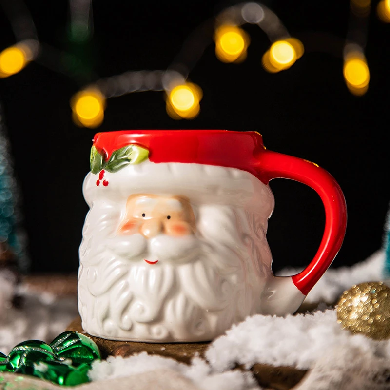 Sublimation custom logo print 14oz Father Christmas cartoon white coffee cups ceramic mug with handle
Sublimation custom logo print 14oz Father Christmas cartoon white coffee cups ceramic mug with handle