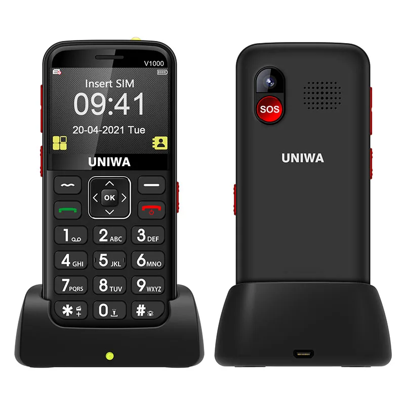 

UNIWA V1000 2.31 Inch Screen Big Button Brand 4G Senior Bar Cell Phone For Elderly with SOS