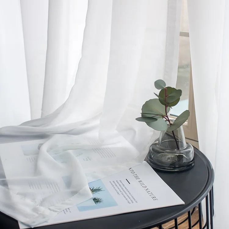 Modern Style 100% Polyester White Color Window Gauze Curtain