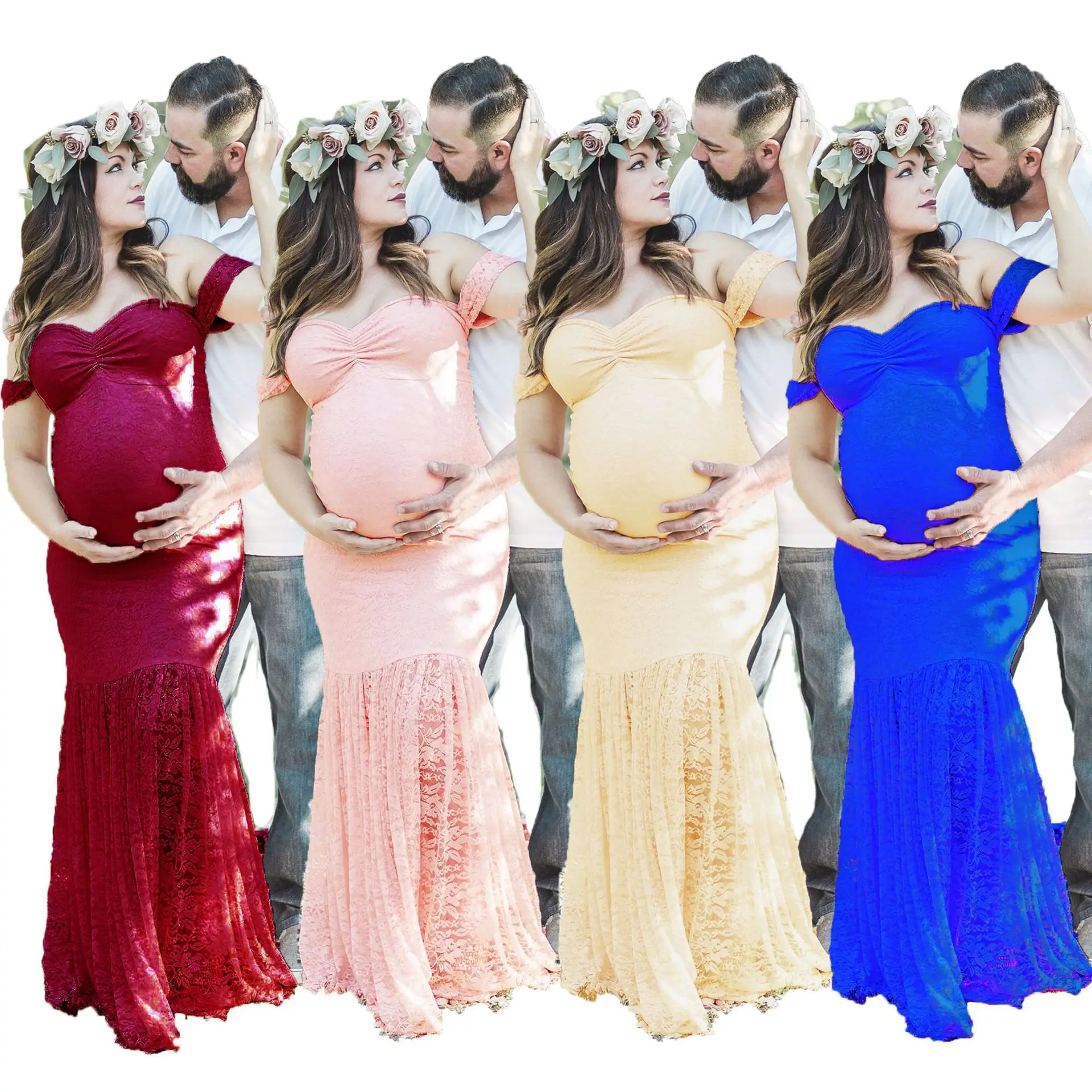 SZ-QQ007 Sexy Lace Off Shoulder Maternity Clothing For Photography Short Sleeve Pregnant Mermaid Dress
SZ-QQ007 Sexy Lace Off Shoulder Maternity Clothing For Photography Short Sleeve Pregnant Mermaid Dress