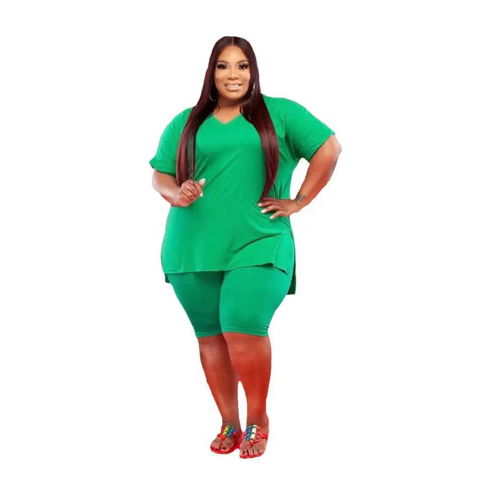 Summer New Plus Size Women Clothing Xl-5xl Solid Color Casual Two Piece Set Women's Clothing Sets, Green black red
Summer New Plus Size Women Clothing Xl-5xl Solid Color Casual Two Piece Set Women's Clothing Sets, Green black red