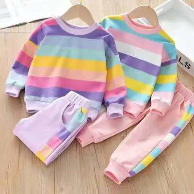 Girls Rainbow Suit 2022 New School Children Spring Style Kids Exotic Versatile Top Casual Pants 2pcs
Girls Rainbow Suit 2022 New School Children Spring Style Kids Exotic Versatile Top Casual Pants 2pcs