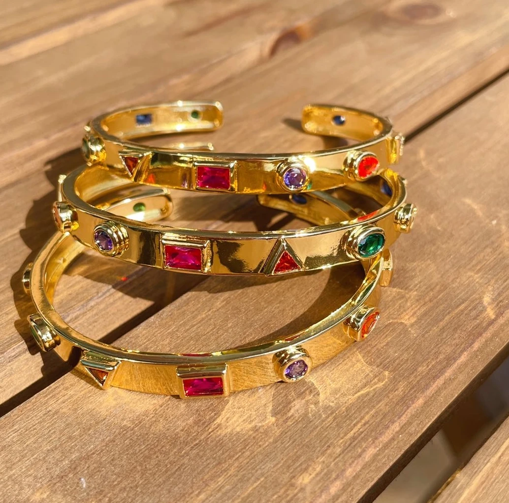 new italy design big multicolor big stone diamond cubic zirconia crystal coloful open cuff bangle joias semijoias jewelry
new italy design big multicolor big stone diamond cubic zirconia crystal coloful open cuff bangle joias semijoias jewelry