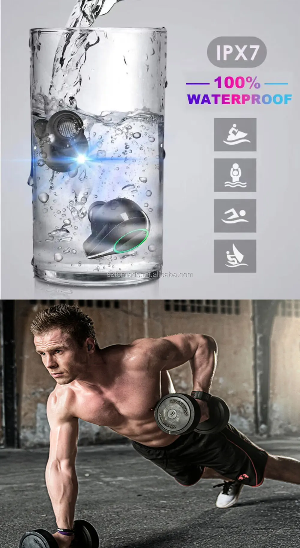 Tinderala Handsfree LED Display 6000mAH Power Bank Touch IPX7 Waterproof TWS 5.0 Stereo Earbuds Wireless Bluetooth Earphone - ANKUX.COM