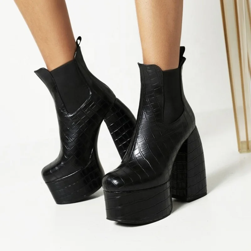 Unique Stone Print Black Boots Retro Thick Sole Platform Ankle Boots Women's High Chunky Heels Shoes Big Size 46
Unique Stone Print Black Boots Retro Thick Sole Platform Ankle Boots Women's High Chunky Heels Shoes Big Size 46