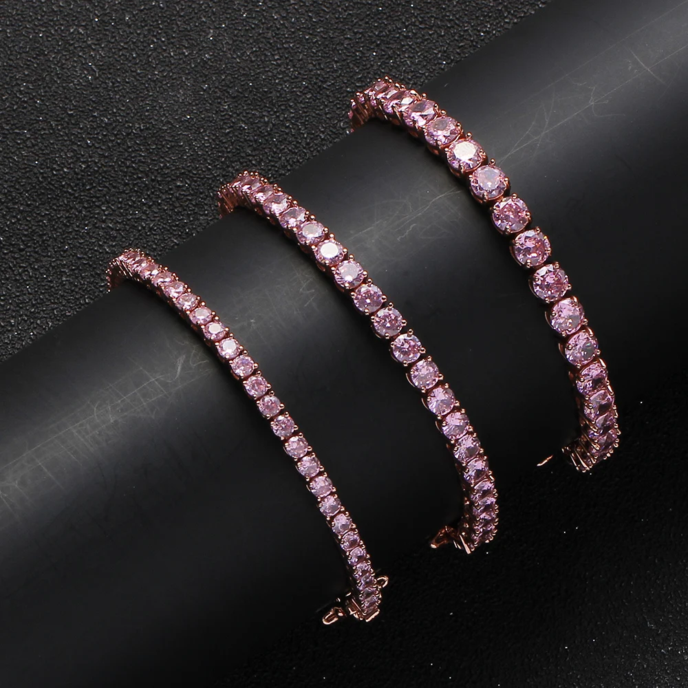 BB201 3mm 4mm 5mm Brass Zircon Pink Tennis Chain Bracelet Hip hop Jewelry Gold Silver Material women CZ Bracelet Iced Out
BB201 3mm 4mm 5mm Brass Zircon Pink Tennis Chain Bracelet Hip hop Jewelry Gold Silver Material women CZ Bracelet Iced Out
