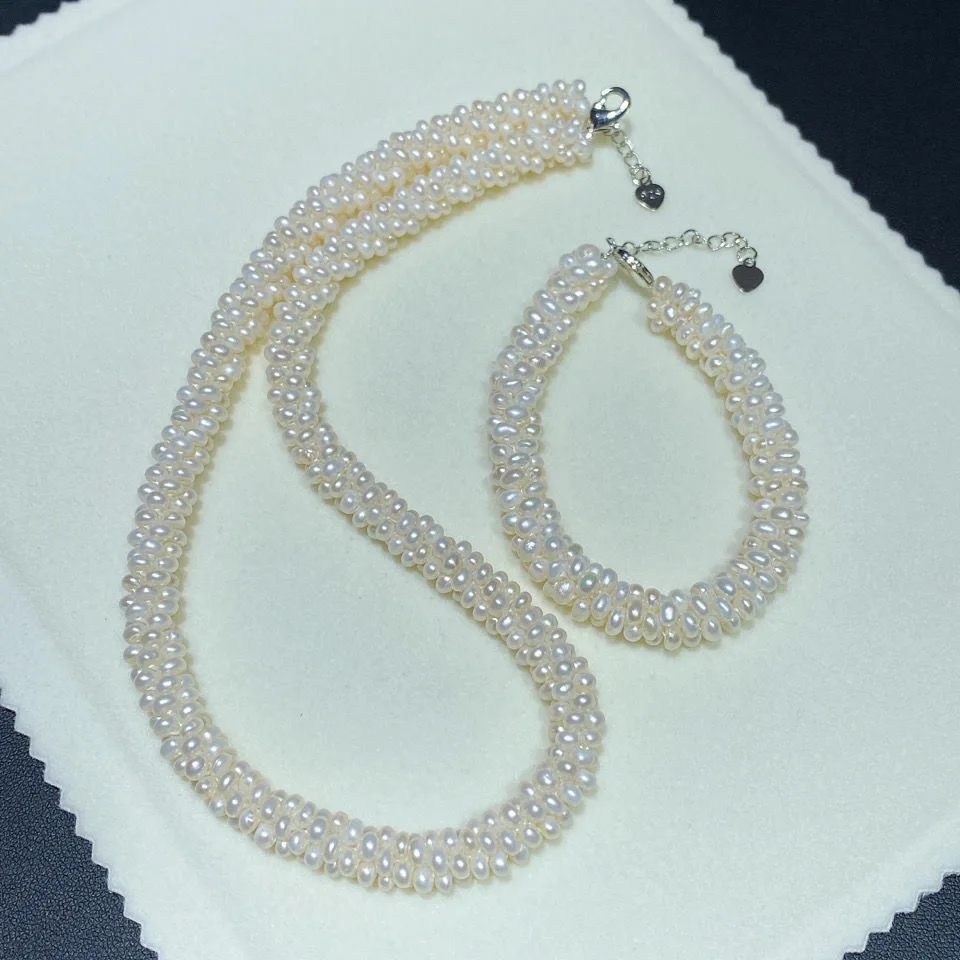 BaroqueOnly 100% Natural Freshwater Pearl choker collarbone chain S925 hand-woven Necklace Bracelet Sets adjustable, As shown
BaroqueOnly 100% Natural Freshwater Pearl choker collarbone chain S925 hand-woven Necklace Bracelet Sets adjustable, As shown