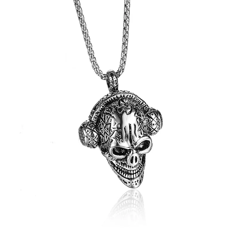 Stainless steel ghost head pendant male retro punk men skull wearing headphones listening music necklace custom Motorcycle Boy
Stainless steel ghost head pendant male retro punk men skull wearing headphones listening music necklace custom Motorcycle Boy
